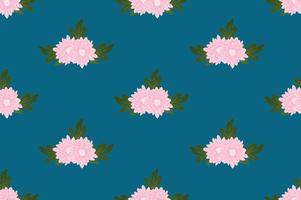 chrysanthème rose sur fond bleu indigo vecteur