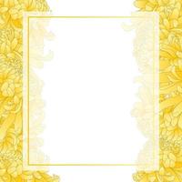 bordure de carte de bannière de fleur de chrysanthème jaune. vecteur