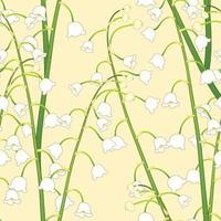 muguet blanc sur fond jaune vecteur