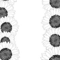 contour de bordure de tournesol vecteur