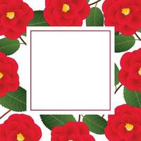 fleur de camélia rouge sur carte bannière blanche vecteur