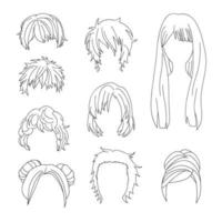 collection coiffure pour homme et femme ensemble de dessin de cheveux 2. vecteur