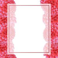 bordure de carte de bannière de dahlia rose vecteur