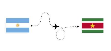 vol et voyage de l'argentine au suriname par concept de voyage en avion de passagers vecteur