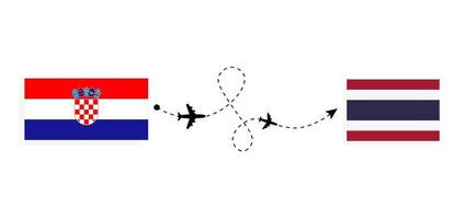 vol et voyage de la croatie à la thaïlande par le concept de voyage en avion de passagers vecteur