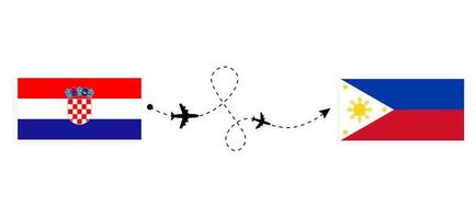 vol et voyage de la croatie aux philippines par concept de voyage en avion de passagers vecteur