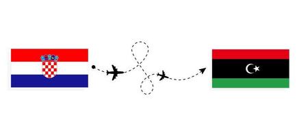 vol et voyage de la croatie à la libye par concept de voyage en avion de passagers vecteur