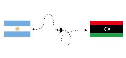 vol et voyage de l'argentine à la libye par concept de voyage en avion de passagers vecteur