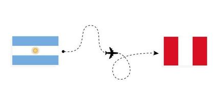 vol et voyage de l'argentine au pérou par concept de voyage en avion de passagers vecteur