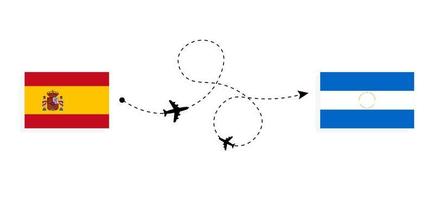 vol et voyage de l'espagne au nicaragua par concept de voyage en avion de passagers vecteur