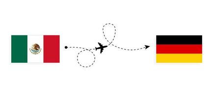 vol et voyage du mexique à l'allemagne par concept de voyage en avion de passagers vecteur