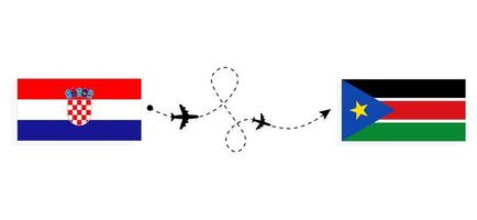 vol et voyage de la croatie au soudan du sud par concept de voyage en avion de passagers vecteur