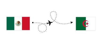 vol et voyage du mexique à l'algérie par concept de voyage en avion de passagers vecteur