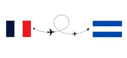 vol et voyage de france à el salvador par concept de voyage en avion de passagers vecteur