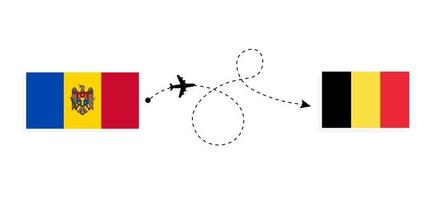 vol et voyage de la moldavie à la belgique par concept de voyage en avion de passagers vecteur