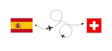 vol et voyage de l'espagne à la suisse par concept de voyage en avion de passagers vecteur