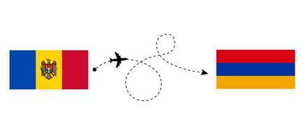 vol et voyage de la moldavie à l'arménie par concept de voyage en avion de passagers vecteur