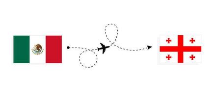 vol et voyage du mexique à la géorgie par concept de voyage en avion de passagers vecteur