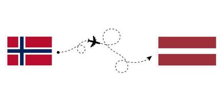 vol et voyage de la norvège à la lettonie par concept de voyage en avion de passagers vecteur