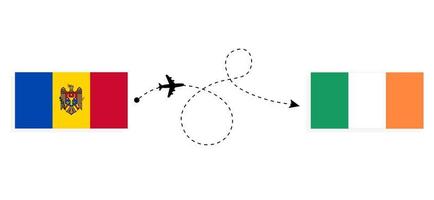 vol et voyage de la moldavie à l'irlande par le concept de voyage en avion de passagers vecteur