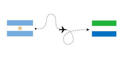 vol et voyage de l'argentine à la sierra leone par concept de voyage en avion de passagers vecteur