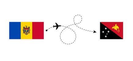 vol et voyage de la Moldavie à la Papouasie-Nouvelle-Guinée par concept de voyage en avion de passagers vecteur