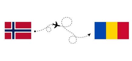 vol et voyage de la norvège à la moldavie par concept de voyage en avion de passagers vecteur