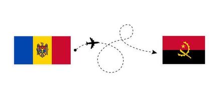 vol et voyage de la moldavie à l'angola par concept de voyage en avion de passagers vecteur