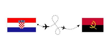 vol et voyage de la croatie à l'angola par concept de voyage en avion de passagers vecteur