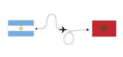 vol et voyage de l'argentine au maroc par concept de voyage en avion de passagers vecteur