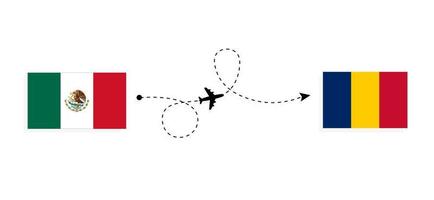 vol et voyage du mexique au tchad par concept de voyage en avion de passagers vecteur