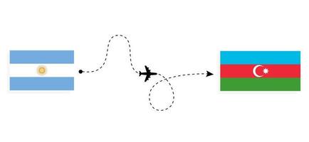 vol et voyage de l'argentine à l'azerbaïdjan par concept de voyage en avion de passagers vecteur