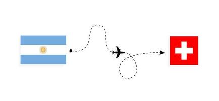 vol et voyage de l'argentine à la suisse par concept de voyage en avion de passagers vecteur