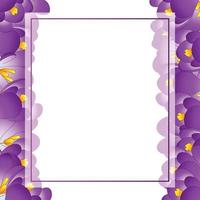 bordure de carte de bannière de fleur de crocus violet vecteur