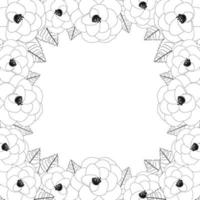 bordure de cadre de contour de fleur de camélia. illustration vectorielle. vecteur