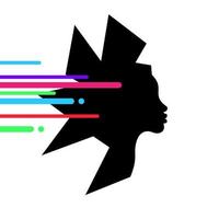 silhouette de femme de logo, conception de concept de style de cheveux moderne, tête, utilisation de logo de visage pour le salon de beauté, spa, cosmétiques, vecteur isolé sur fond blanc