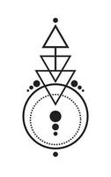 tatouage géométrique abstrait, création de logo magique, astrologie, alchimie, style bohème. signe mystique noir avec des formes géométriques. illustration vectorielle isolée sur fond blanc vecteur