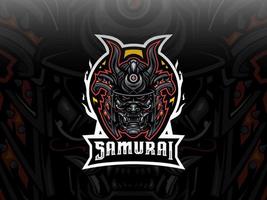 modèle de logo de samouraï esport vecteur