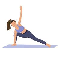 femme effectuant des exercices physiques. yoga. illustration de plat de vecteur