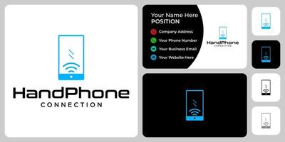 conception abstraite de logo de téléphone portable et de connexion sans fil avec modèle de carte de visite. vecteur