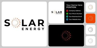 conception de logo de soleil solaire de mot-symbole avec le modèle de carte de visite. vecteur