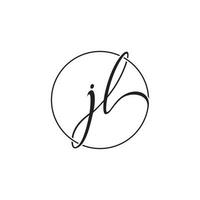 lettre de script jl avec logo de ligne de cercle isolé sur fond blanc. vecteur