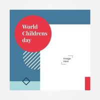 bannière bleue carrée journée mondiale des enfants, adaptée aux médias sociaux de contenu vecteur