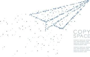 forme d'avion de papier de modèle de particule de molécule de point de cercle géométrique abstrait, illustration de couleur bleue de conception de concept de vision d'entreprise de technologie de vr isolée sur le fond blanc avec l'espace de copie, eps de vecteur