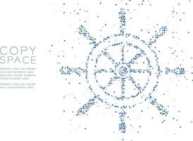 cercle géométrique abstrait point molécule motif particule navire forme de volant, technologie vr animal aquatique et vie marine concept illustration de couleur bleue isolée sur fond blanc, espace de copie
