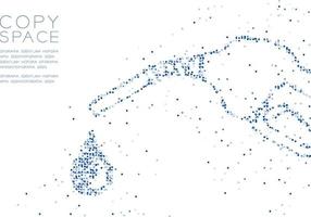 cercle géométrique abstrait point molécule motif particule buse à gaz transport forme d'énergie, technologie vr nft concept design illustration de couleur bleue isolée sur fond blanc avec espace de copie, vecteur