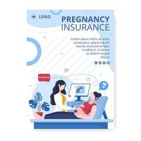 femme enceinte ou mère affiche modèle de soins de santé illustration de conception plate modifiable de fond carré pour les médias sociaux ou la carte de voeux vecteur