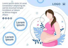 femme enceinte ou mère brochure modèle de soins de santé illustration de conception plate modifiable de fond carré pour les médias sociaux ou la carte de voeux vecteur