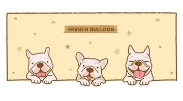 cadre de fond illustration bouledogue français dessin animé vecteur