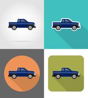 voiture pickup icônes plats vector illustration